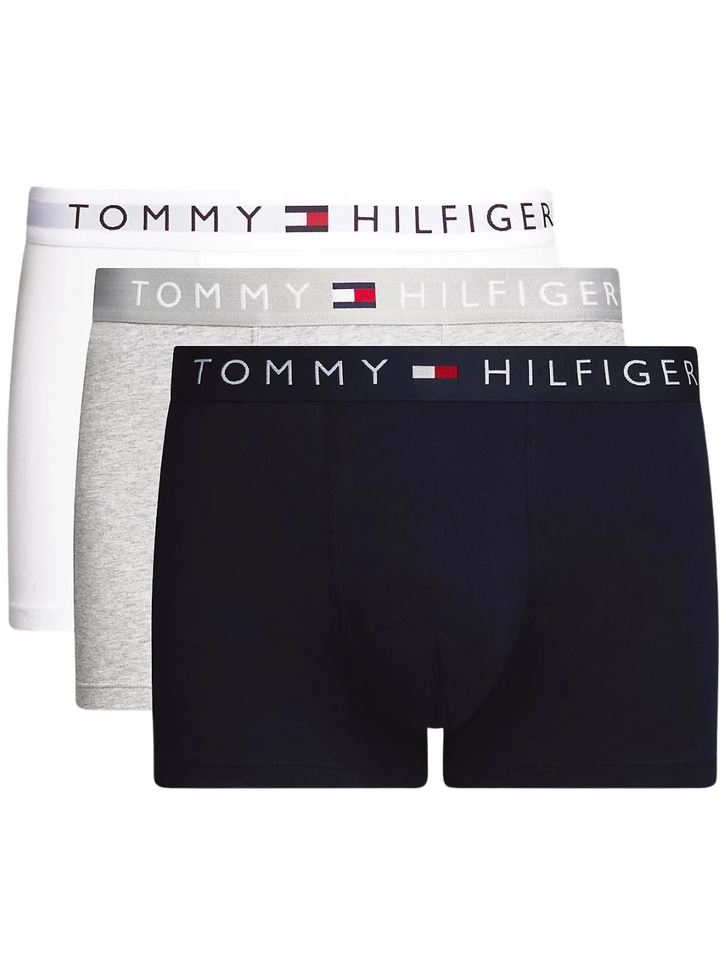 3-Pack TH Original Logo Boxer Trunks, Navy/White/Grey