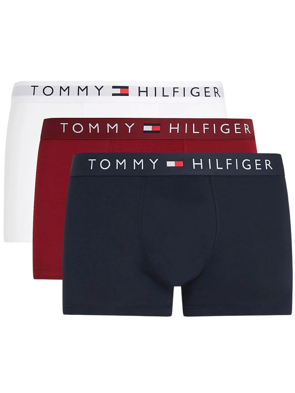 3-Pack TH Original Logo Boxer Trunks, Navy/White/Rouge