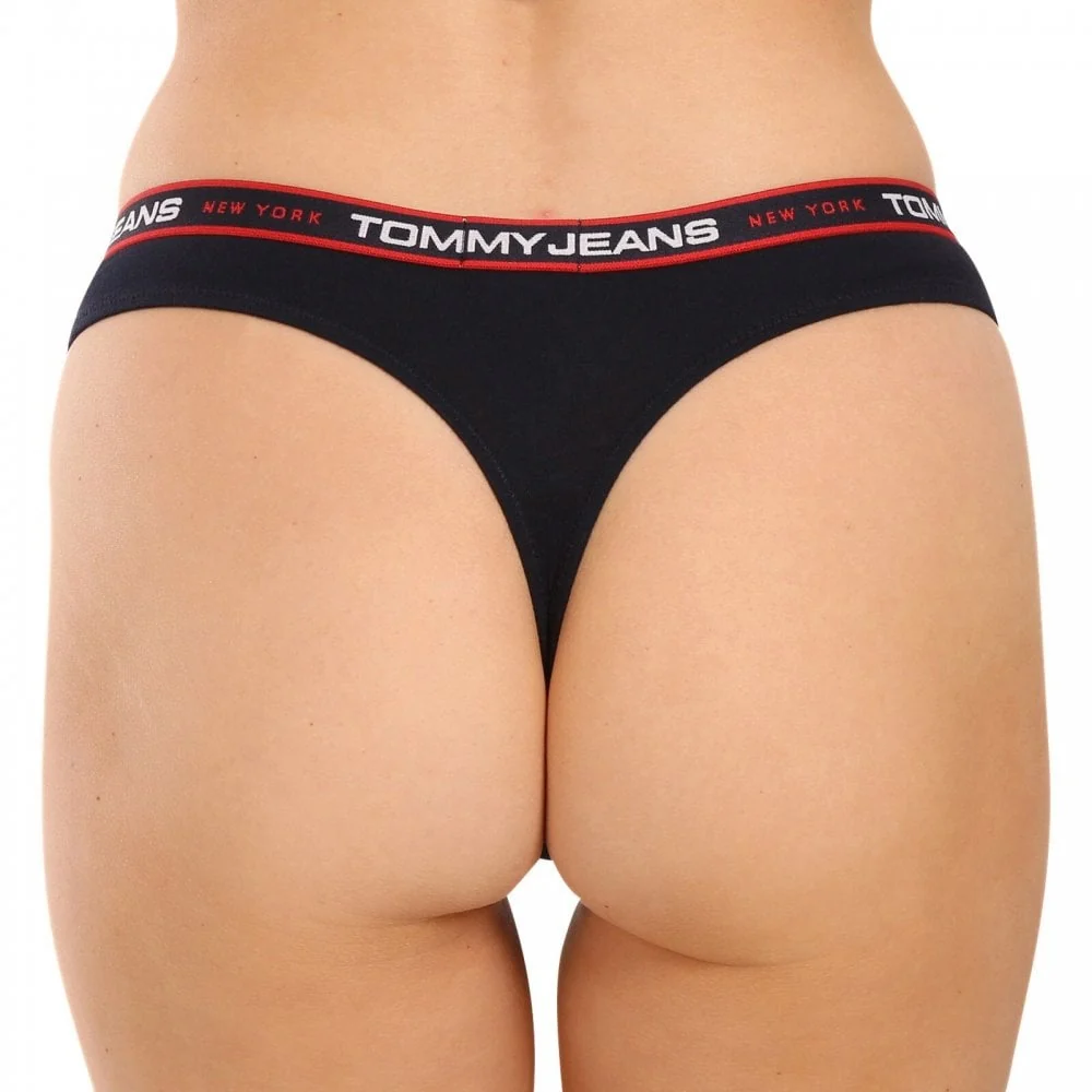 3-Pack Tommy Jeans Waistband Thongs, Black/Navy/Charcoal - Image 10