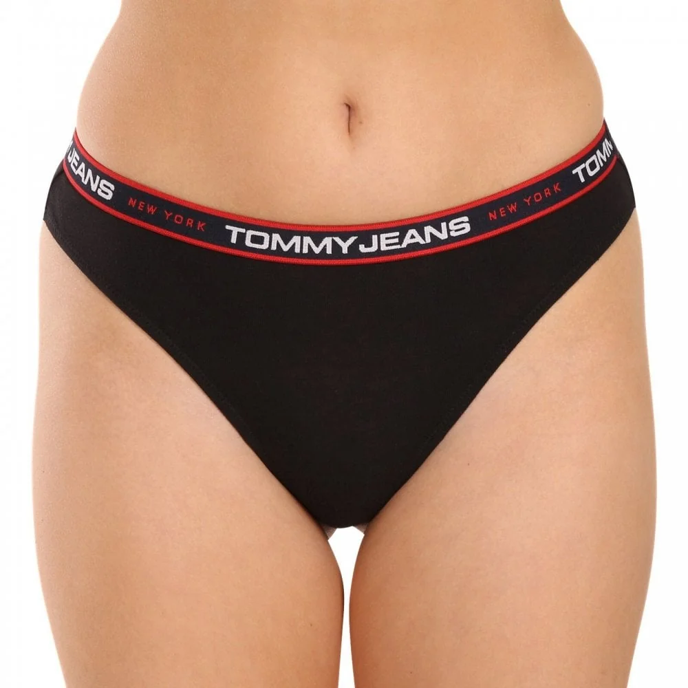 3-Pack Tommy Jeans Waistband Thongs, Black/Navy/Charcoal - Image 2