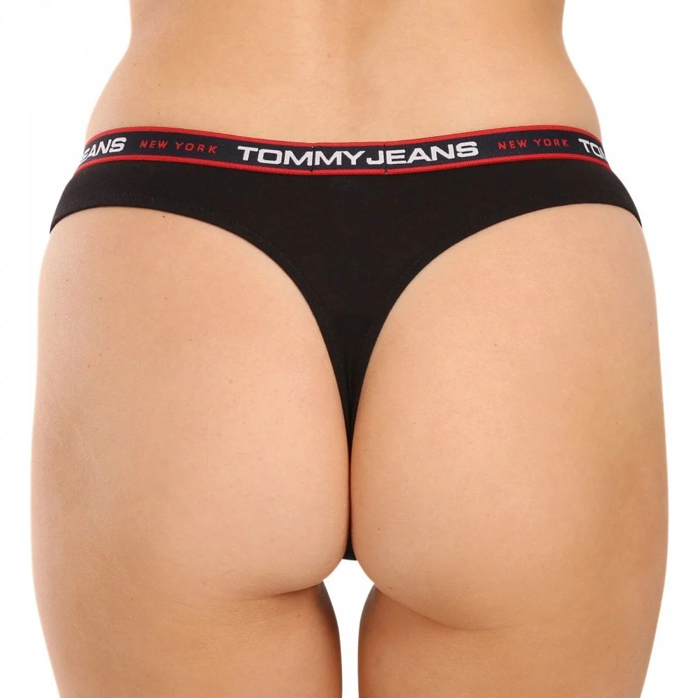 3-Pack Tommy Jeans Waistband Thongs, Black/Navy/Charcoal - Image 3