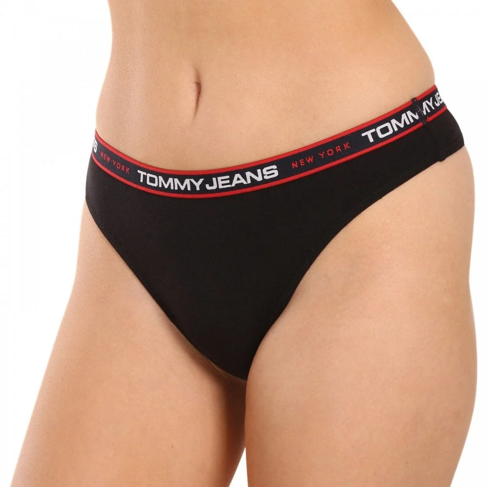 3-Pack Tommy Jeans Waistband Thongs, Black/Navy/Charcoal - Image 6