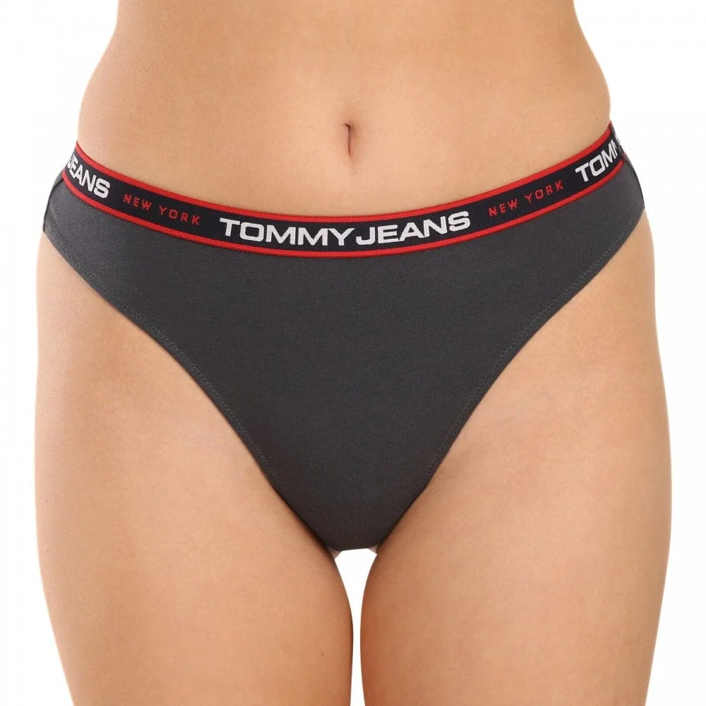 3-Pack Tommy Jeans Waistband Thongs, Black/Navy/Charcoal - Image 7
