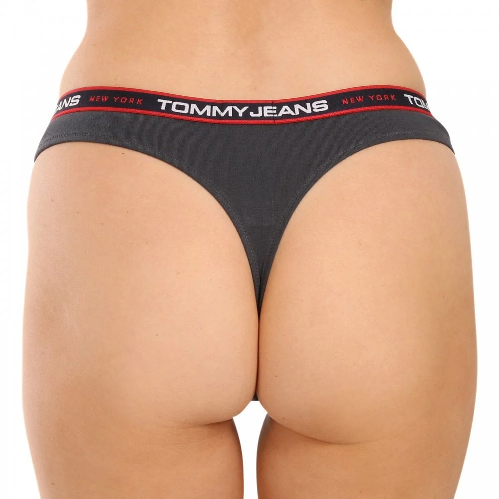 3-Pack Tommy Jeans Waistband Thongs, Black/Navy/Charcoal - Image 8