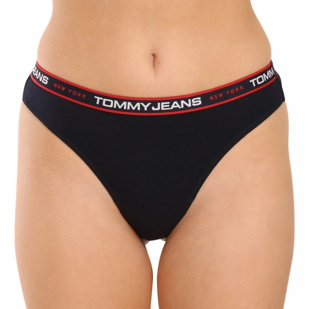 3-Pack Tommy Jeans Waistband Thongs, Black/Navy/Charcoal - Image 9