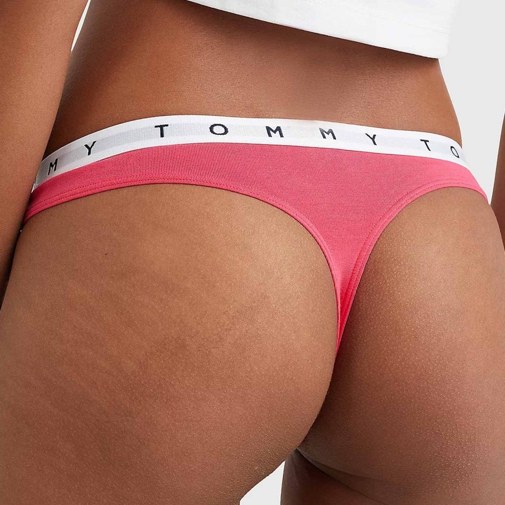 5-Pack Repeat Logo Waistband Thongs, Green/Pale Pink/Hot Pink/Aqua/Rose - Image 4