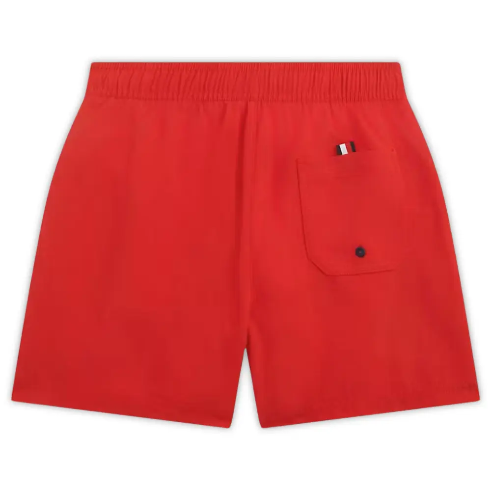 Boys Global Stripe Swim Shorts, Primary Red - Image 2