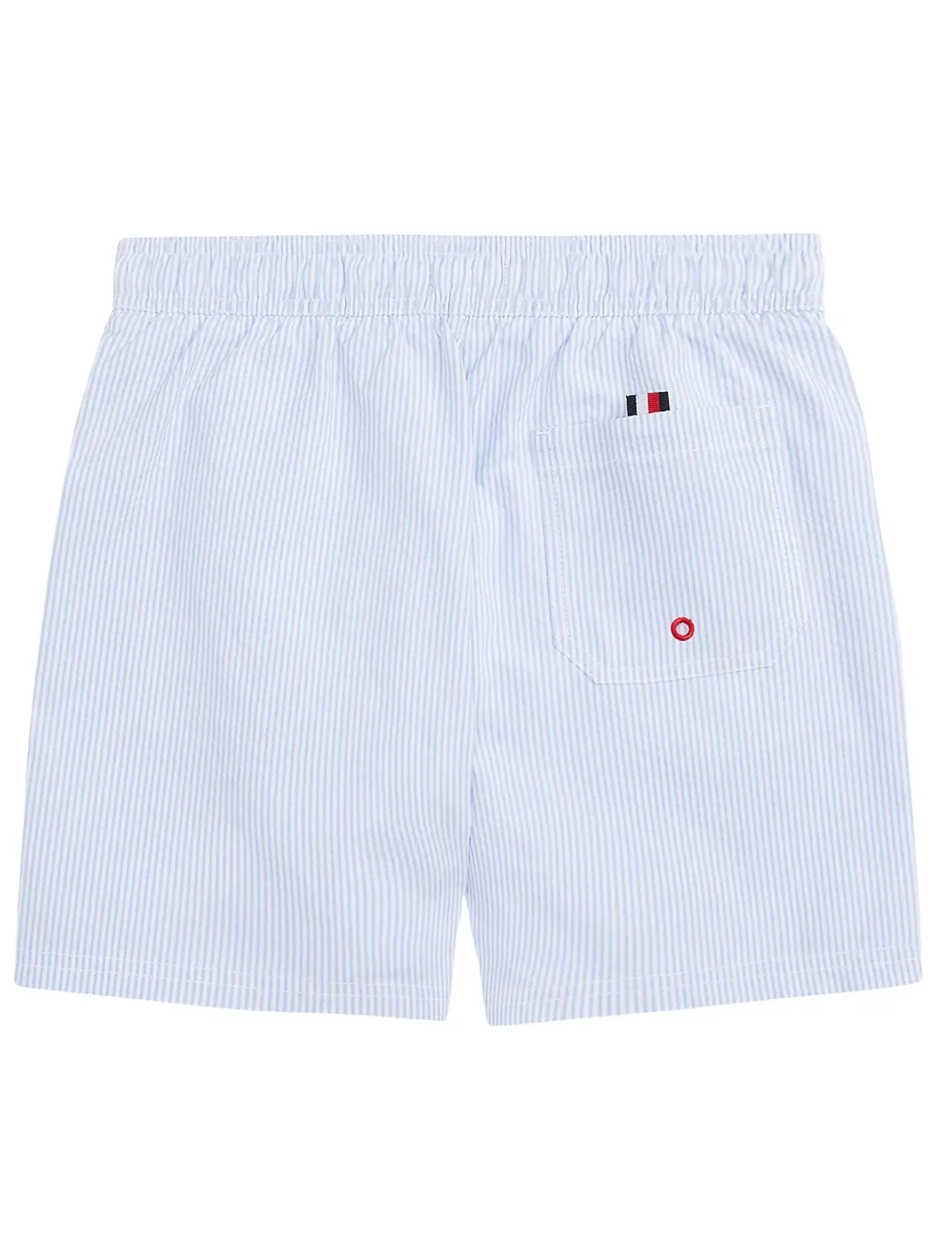 Boys Original Ithaca Stripe Mid Length Swim Shorts, Ithaca White & Sweet Blue - Image 2