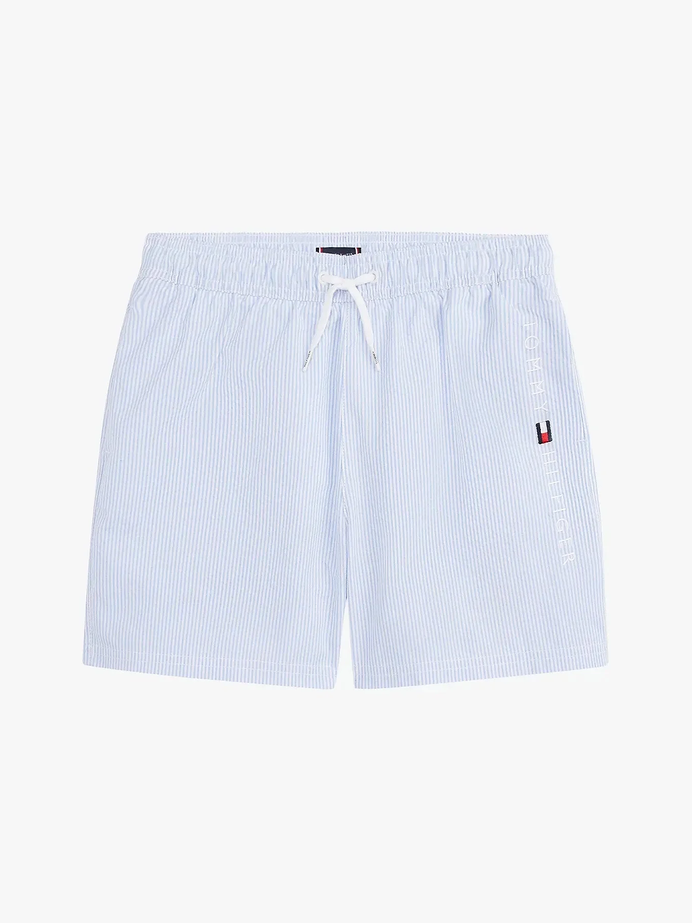 Boys Original Ithaca Stripe Mid Length Swim Shorts, Ithaca White & Sweet Blue - Image 3