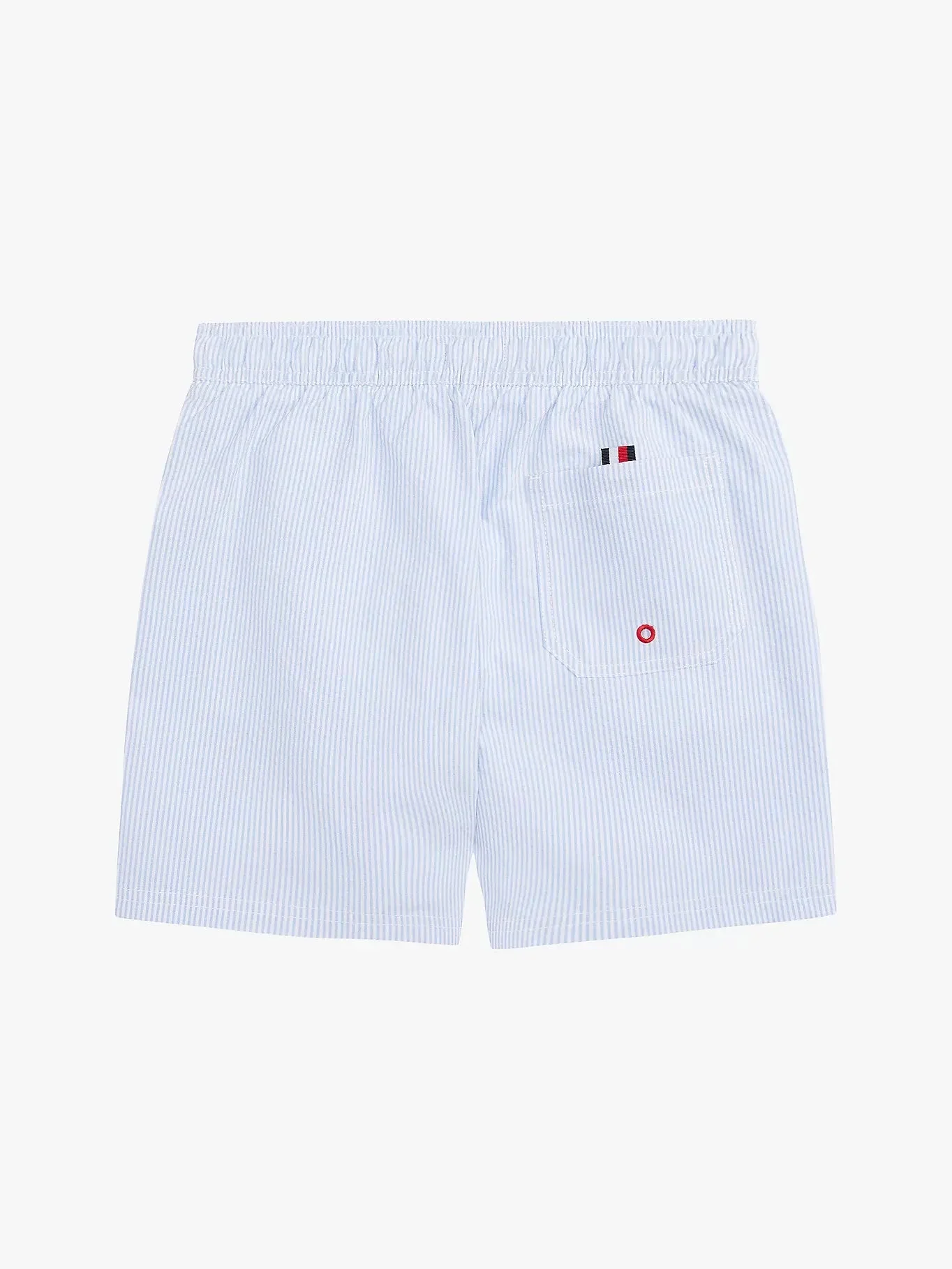 Boys Original Ithaca Stripe Mid Length Swim Shorts, Ithaca White & Sweet Blue - Image 4