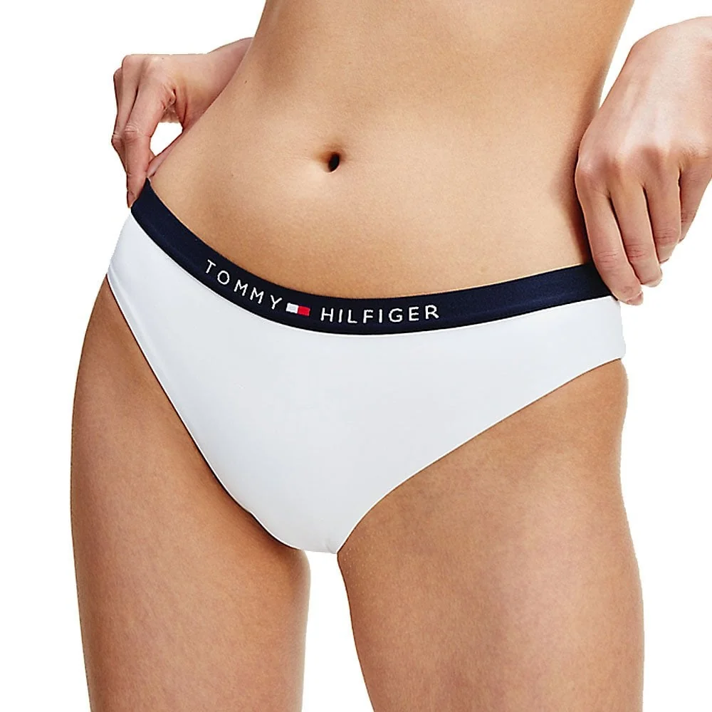 Classic Logo Waistband Bikini Bottoms, White - Image 2