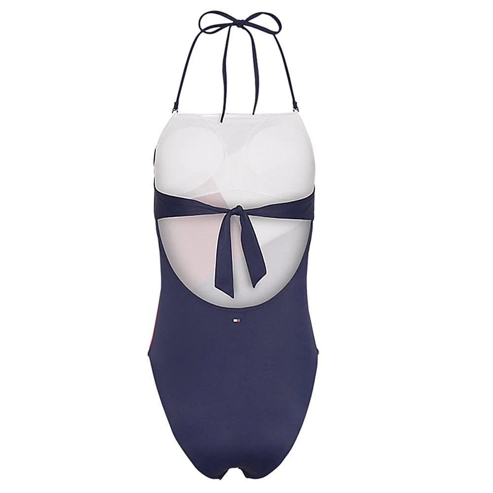 Colour-Blocked Bandeau One-Piece Swimsuit, Navy Blazer - Image 2
