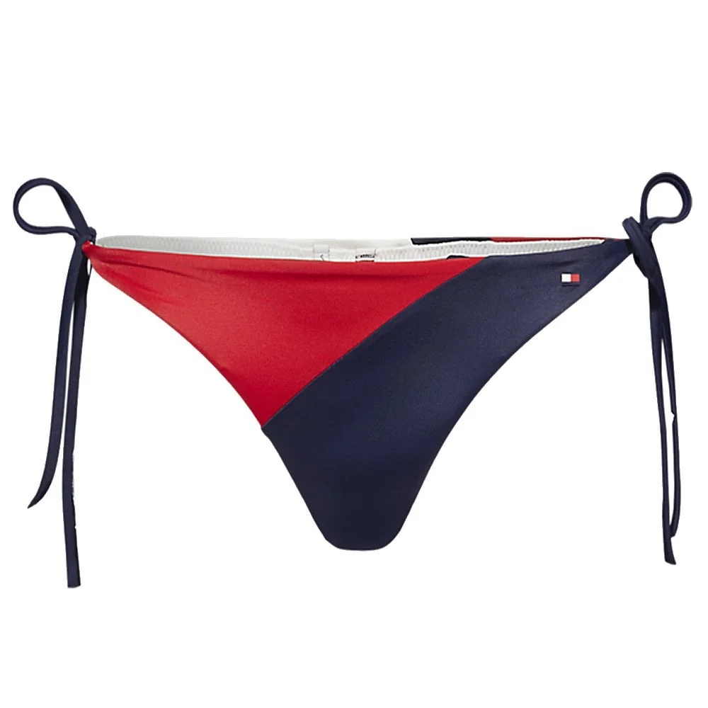 Colour-Blocked Side Tie Bikini, Navy Blazer