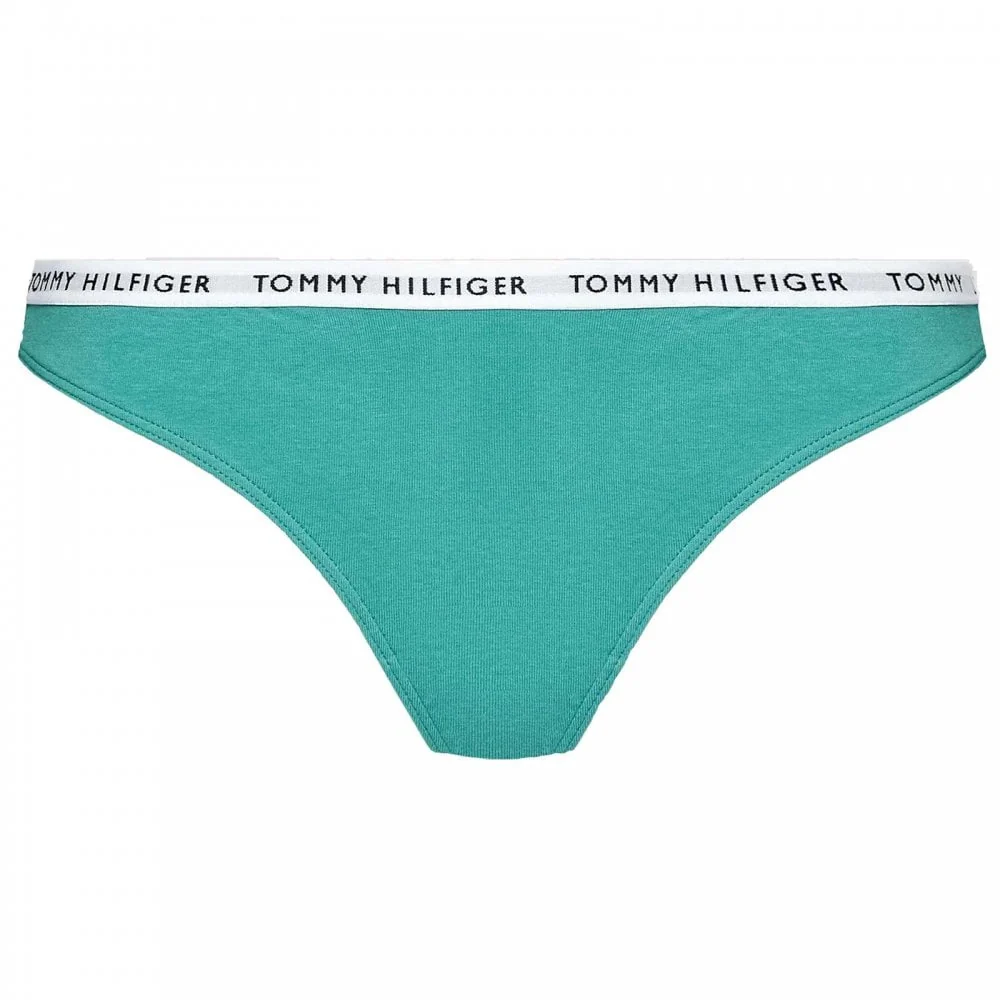 Cotton 3-Pack Thong, Cranberry/Aqua/Saltwater Green - Image 4