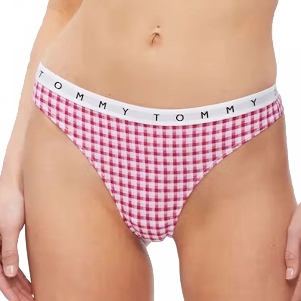 Cotton 3-Pack Thong, Exotic Berry/Gingham/Night Diver - Image 2