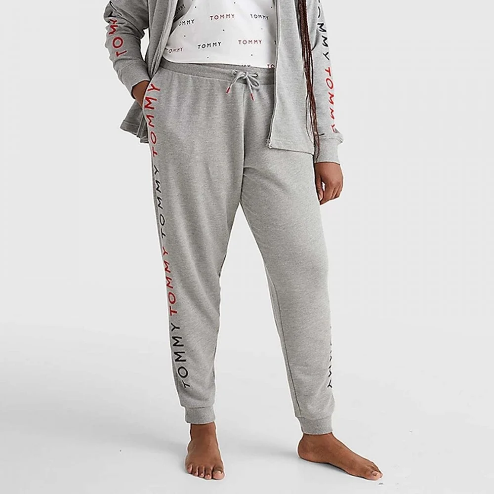 Curve Logo Embroidery Tapered Track Pants, Medium Grey Heather - Image 2