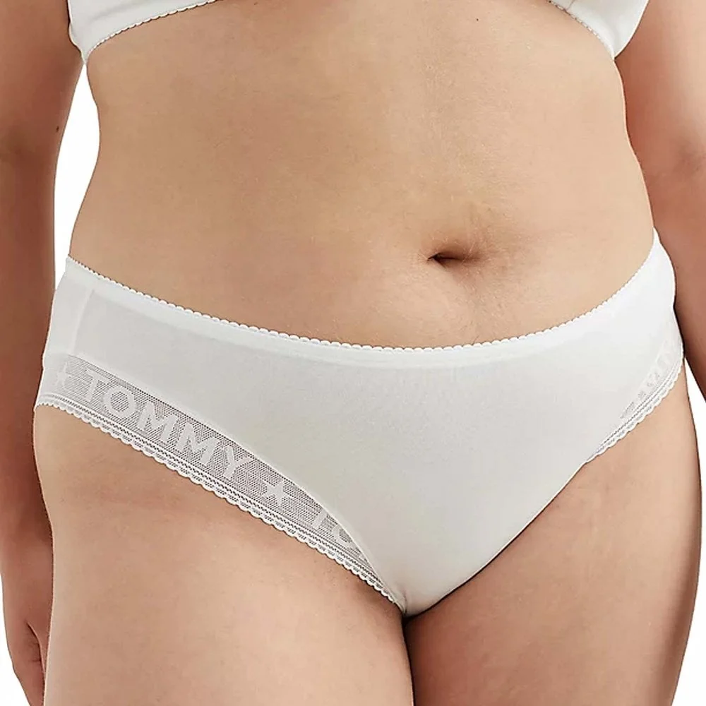 Curve Logo Lace Bikini Briefs, White - Image 2