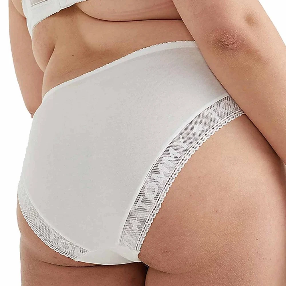 Curve Logo Lace Bikini Briefs, White - Image 3