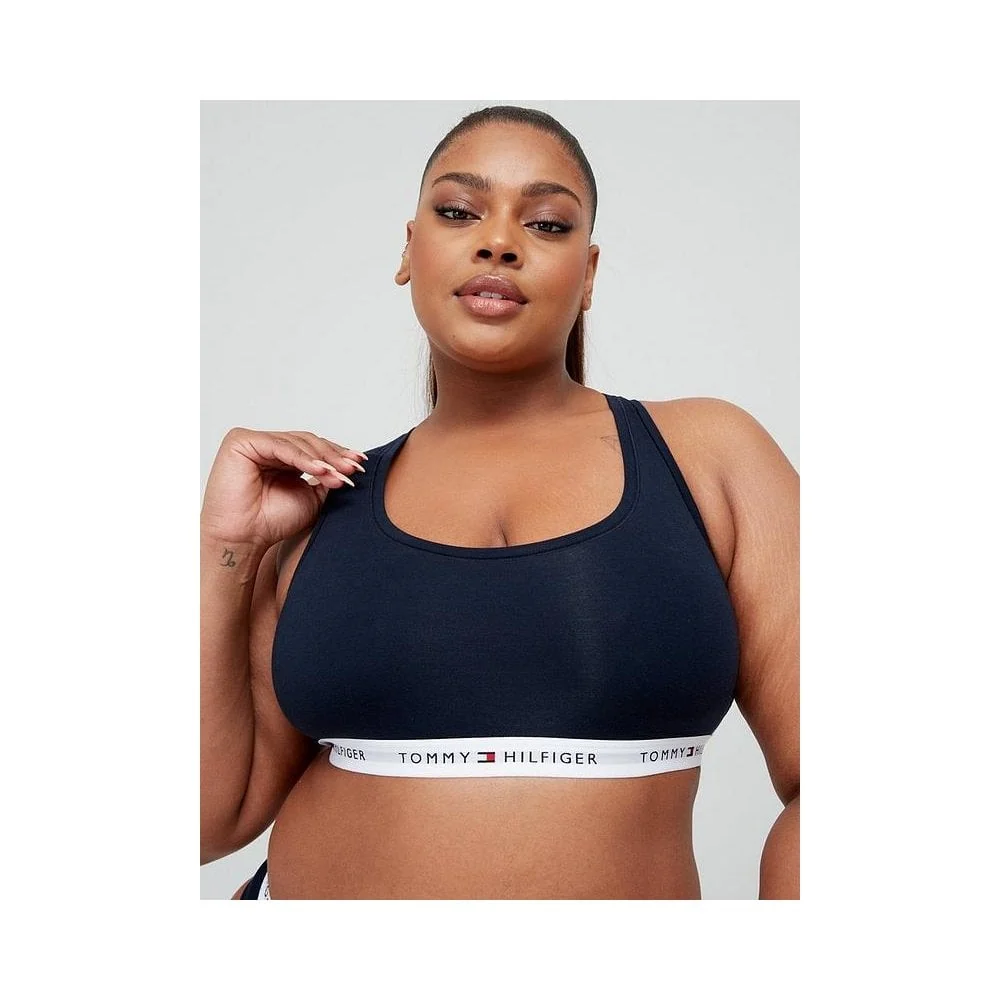 Curve Tommy Icons Unlined Bralette, Navy - Image 2
