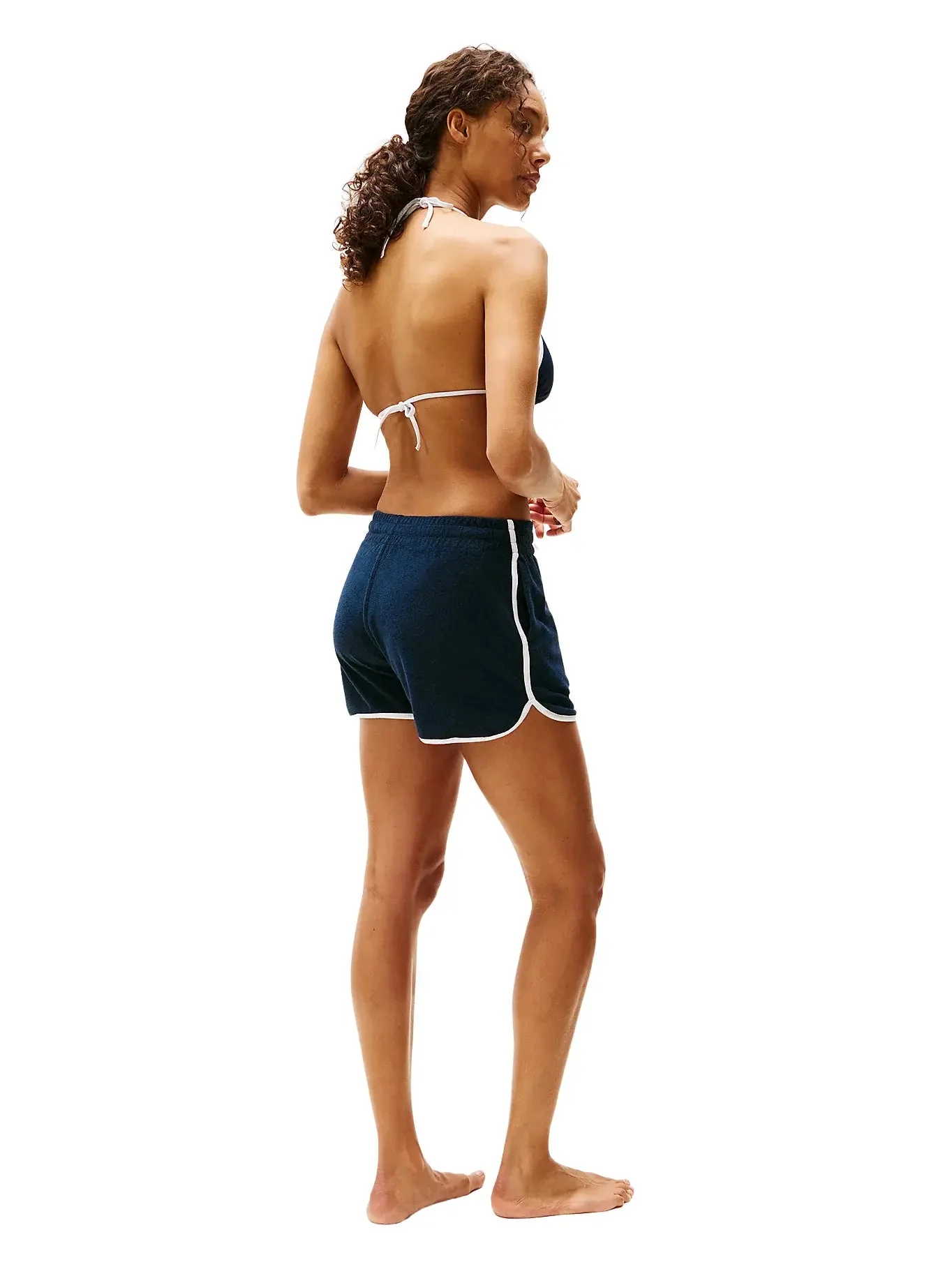 Embroidered Flag Terry Shorts, Navy - Image 3