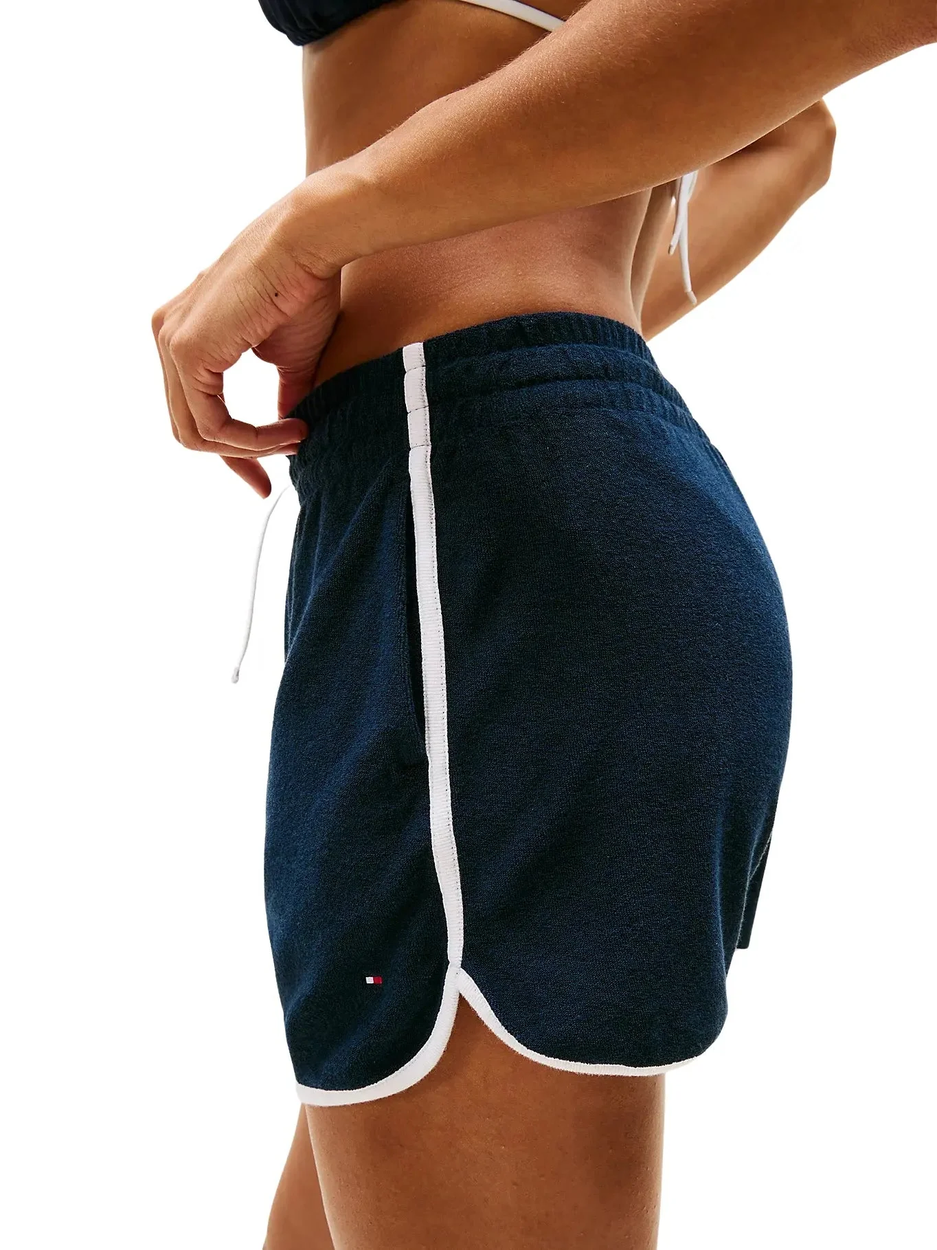 Embroidered Flag Terry Shorts, Navy - Image 4