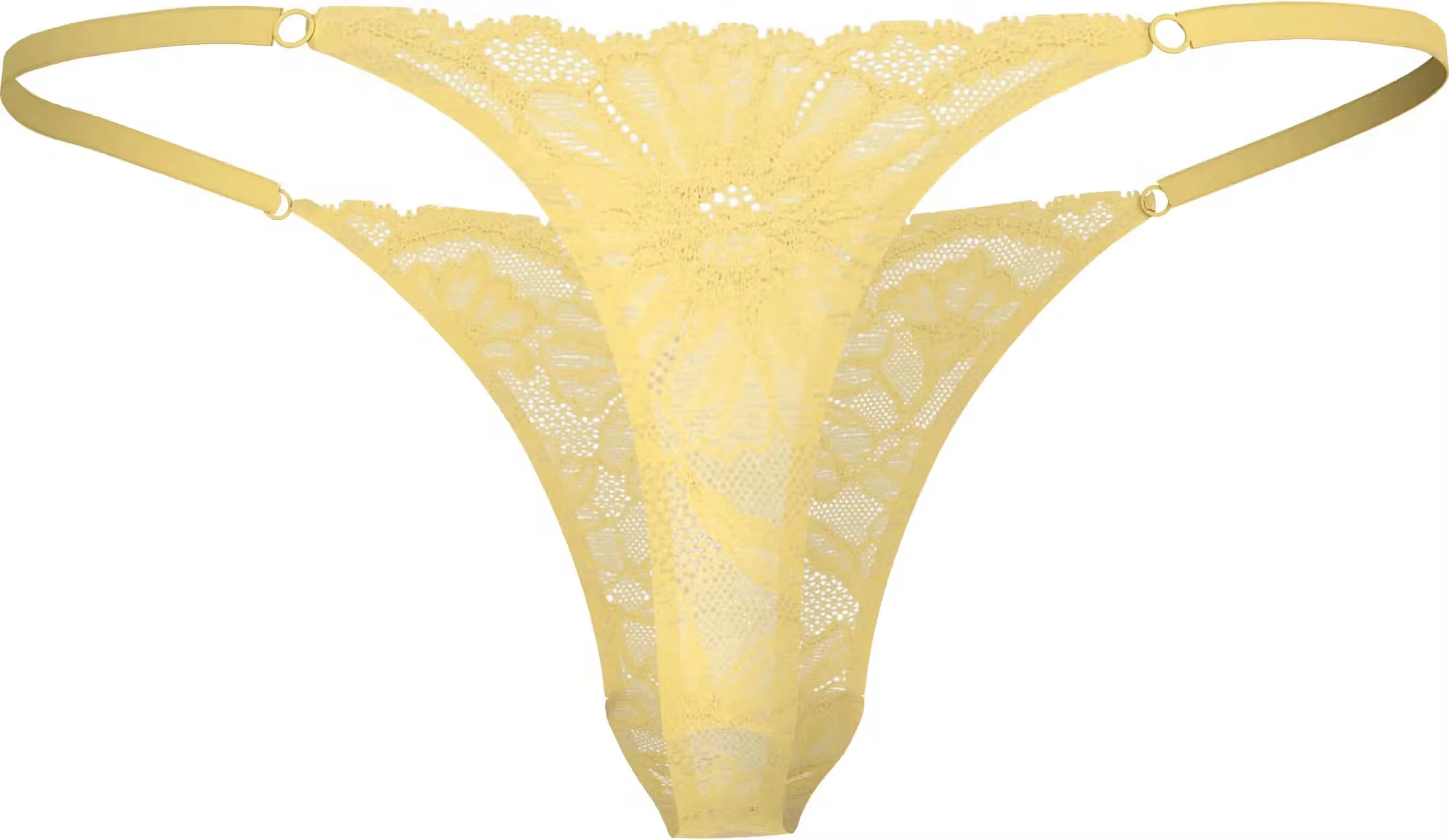 Floral Lace Tanga Thong, Citronella - Image 2