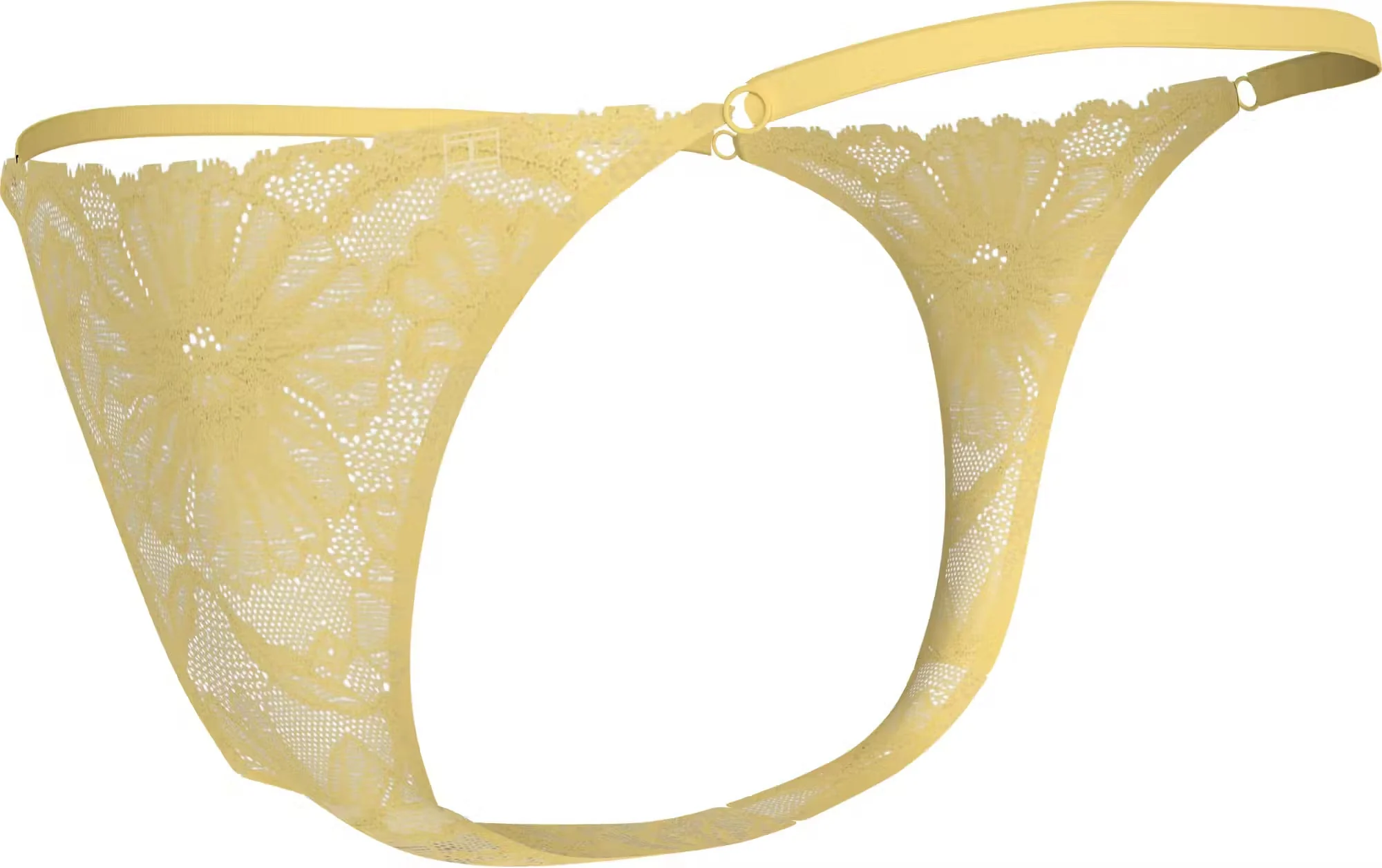 Floral Lace Tanga Thong, Citronella - Image 3