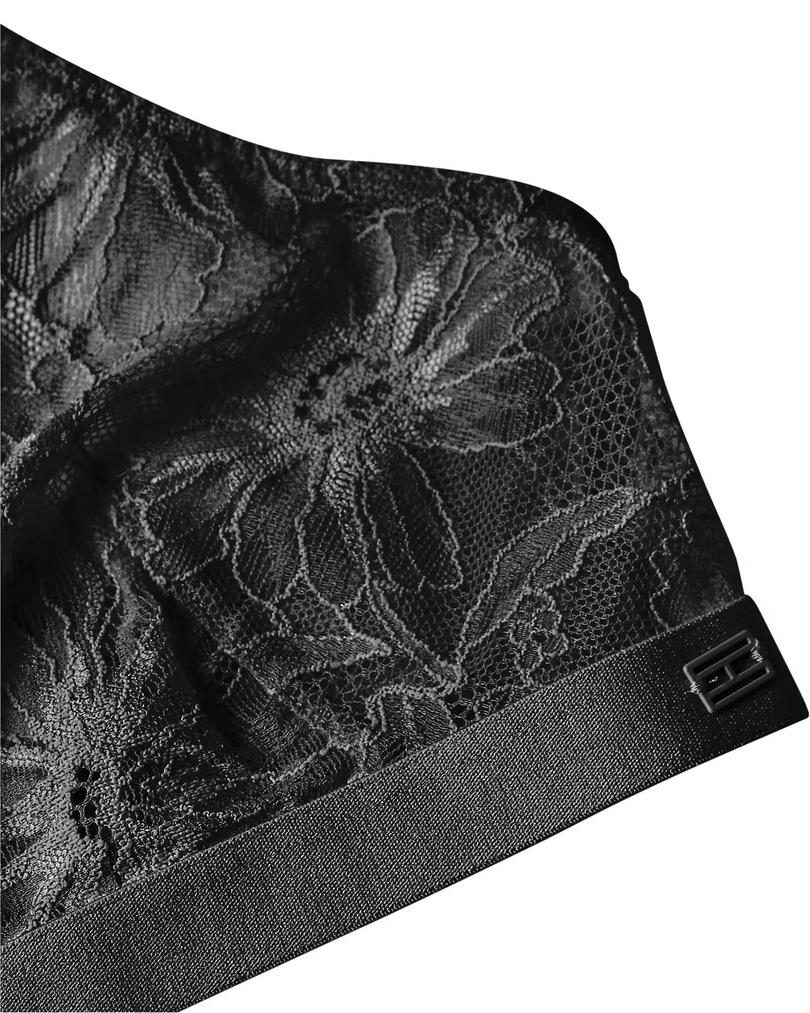 Floral Lace Triangle Bra, Black - Image 8
