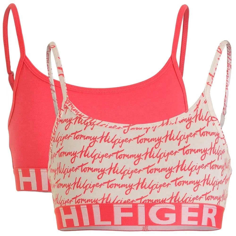 Girls 2 Pack Bold Bralette, Rouge Red / Logo Print