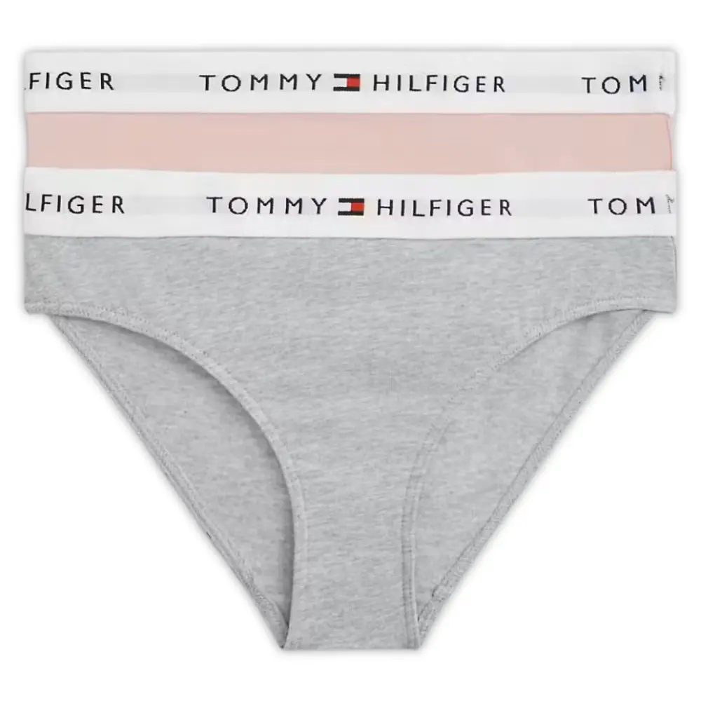Girls 2-Pack Heritage Logo Bikini Briefs, Grey/Pink