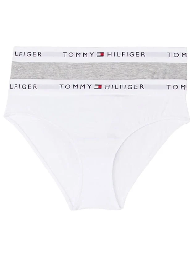 Girls 2-Pack Heritage Logo Bikini Briefs, Grey/White