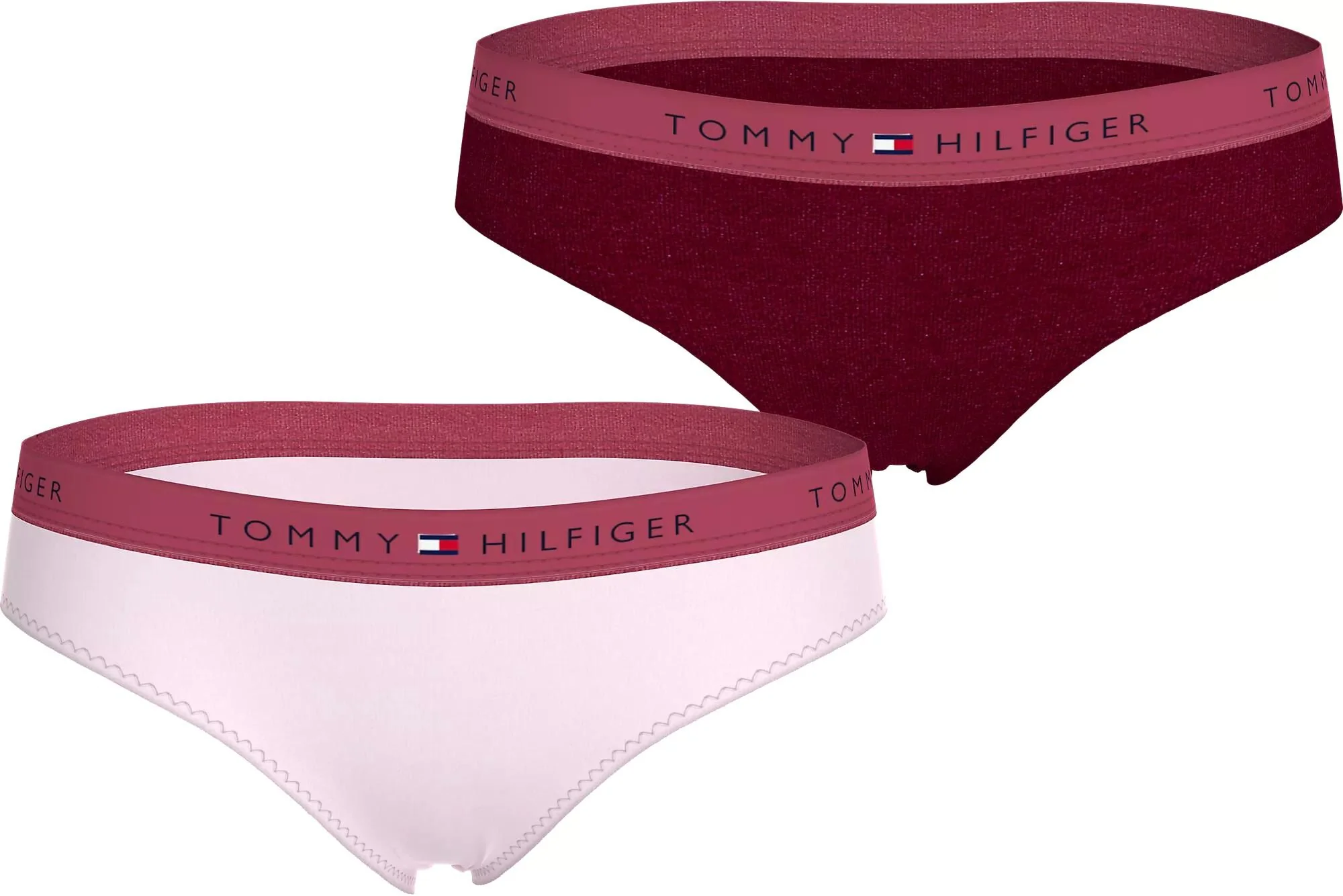 Girls 2-Pack Heritage Logo Bikini Briefs, Light Pink / Deep Rouge