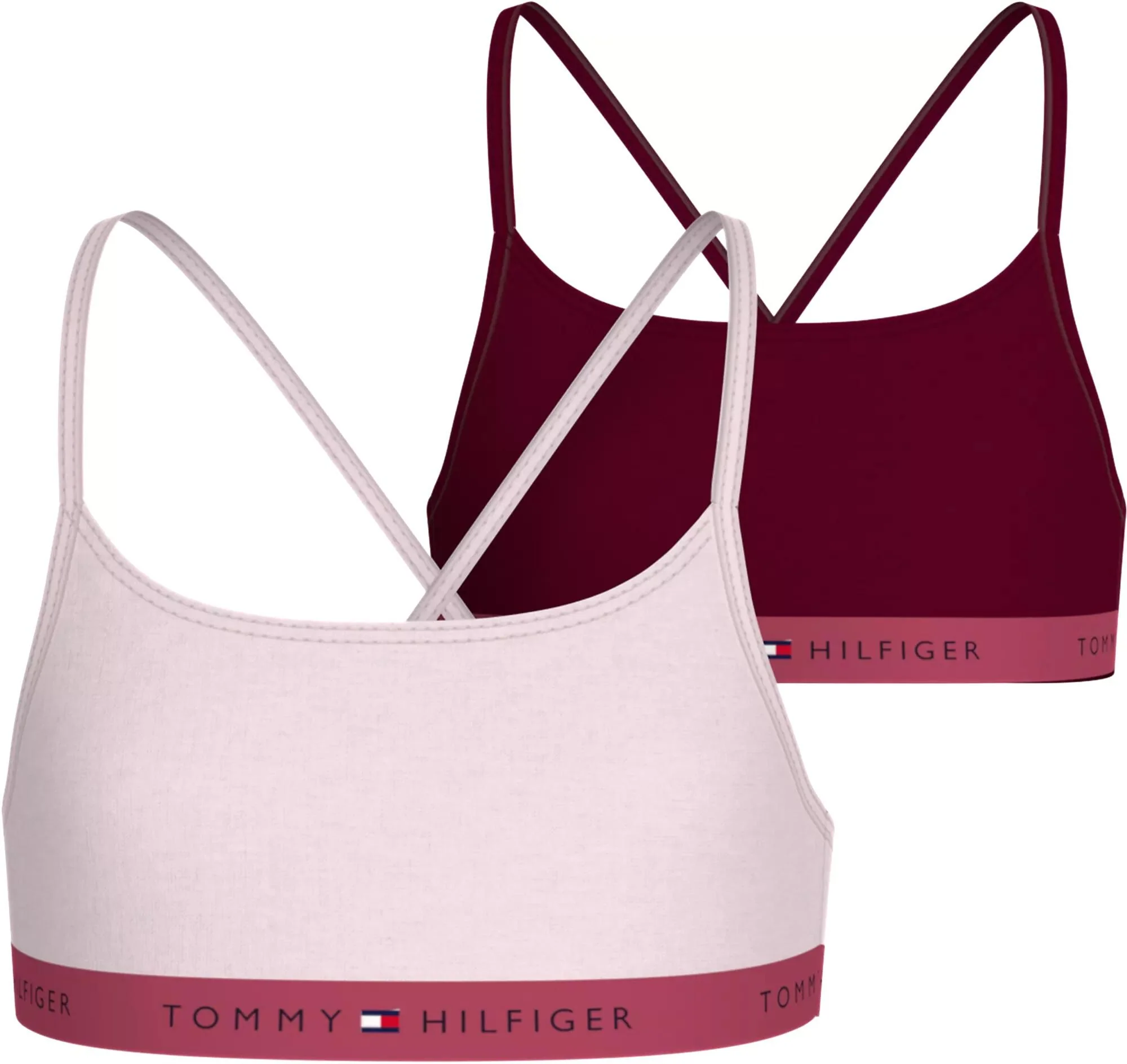 Girls 2-Pack Heritage Logo Strappy Bralette Set, Light Pink / Deep Rouge