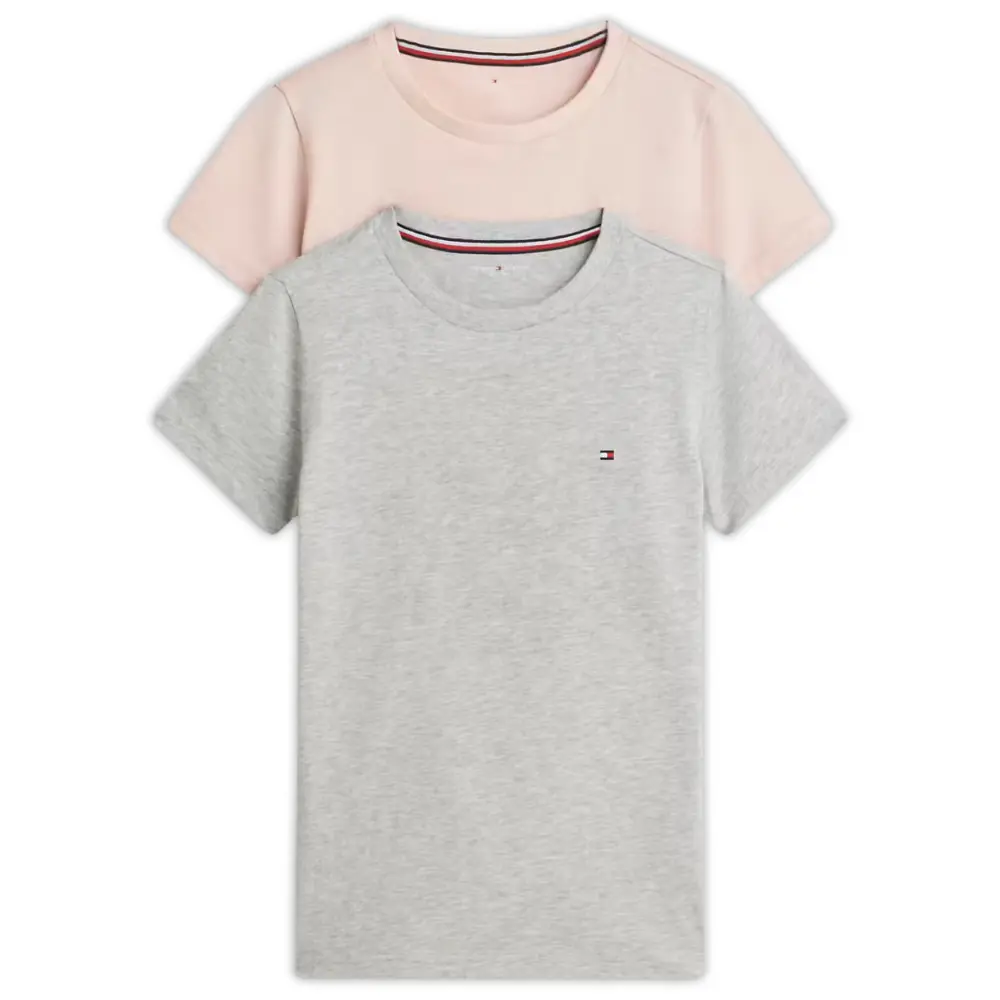 Girls 2-Pack Heritage Logo T-Shirts, Grey/Pink