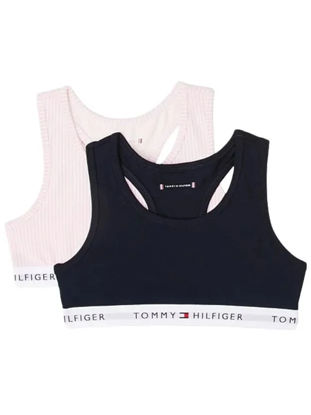 Girls 2-Pack Ithica Stripe Bralette Set, Pink/Navy