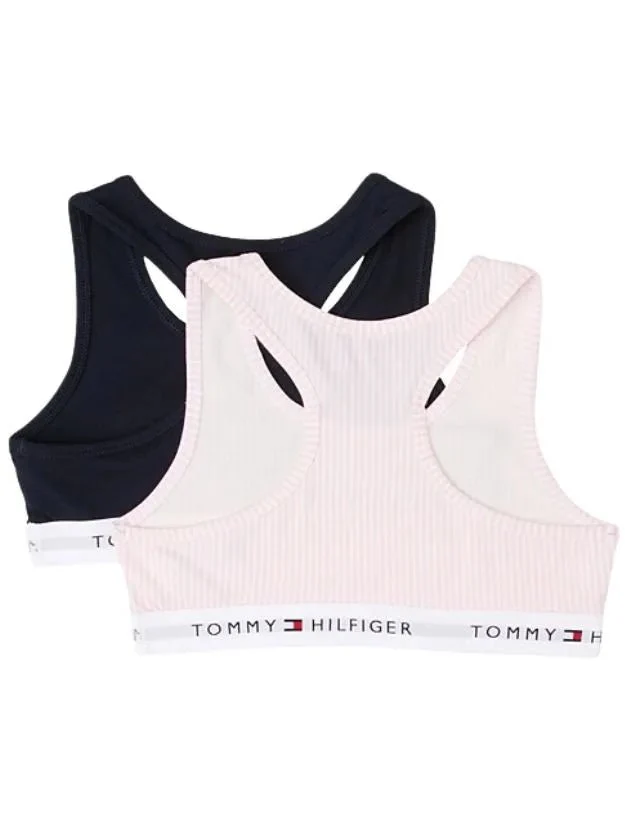 Girls 2-Pack Ithica Stripe Bralette Set, Pink/Navy - Image 2