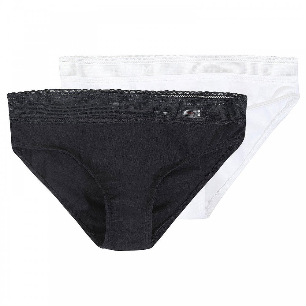 Girls 2 Pack Logo Lace Bikini Brief, White/Desert Sky