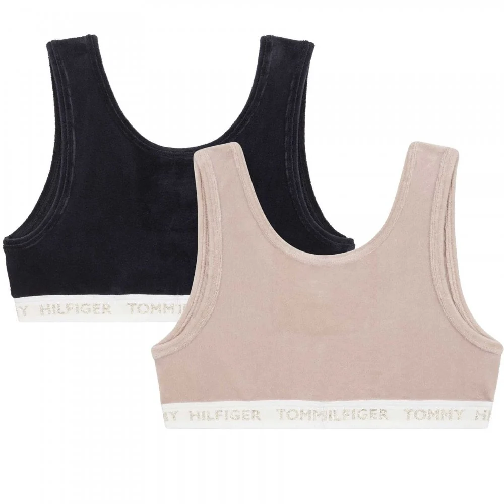Girls 2 Pack Organic Cotton Bralette, Desert Sky / Balanced Beige - Image 2