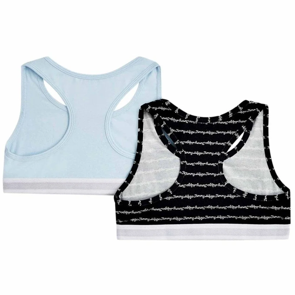 Girls 2 Pack Original Cotton Bralette, Klu/Cursive/Aop/Luminous Blue - Image 2