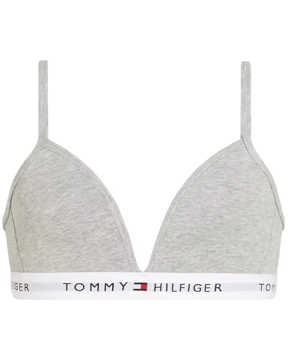 Girls Heritage Logo Fixed Foam Triangle Bra, Light Grey Heather