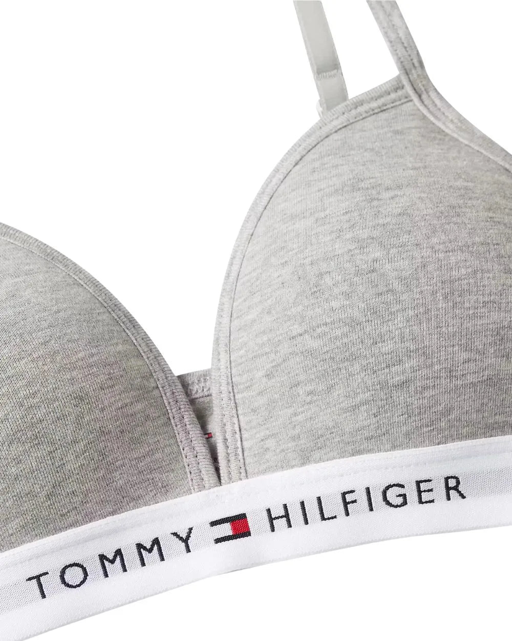 Girls Heritage Logo Fixed Foam Triangle Bra, Light Grey Heather - Image 3