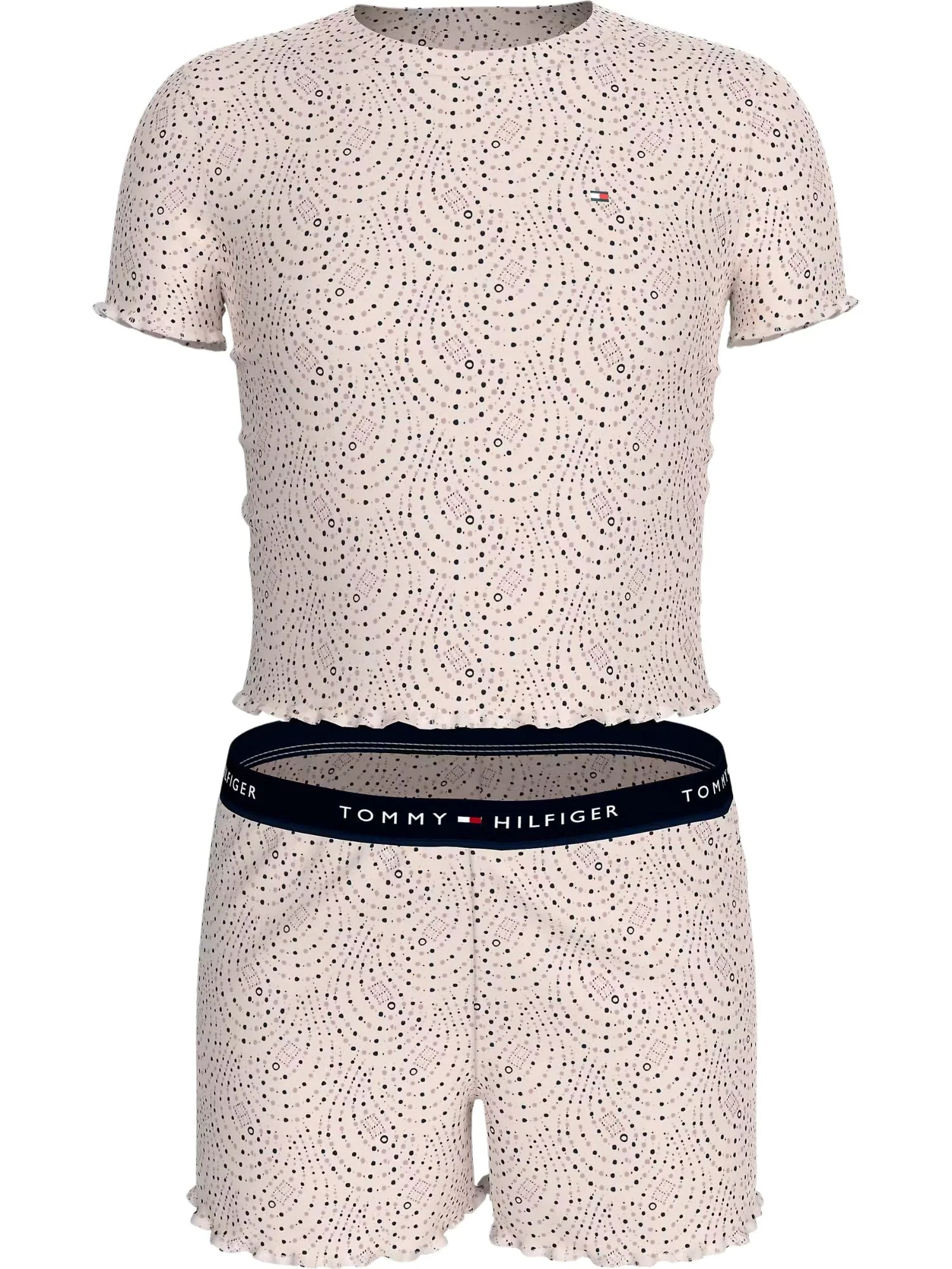 Girls Paisley Dot Short Pyjama Set, Soft Pink