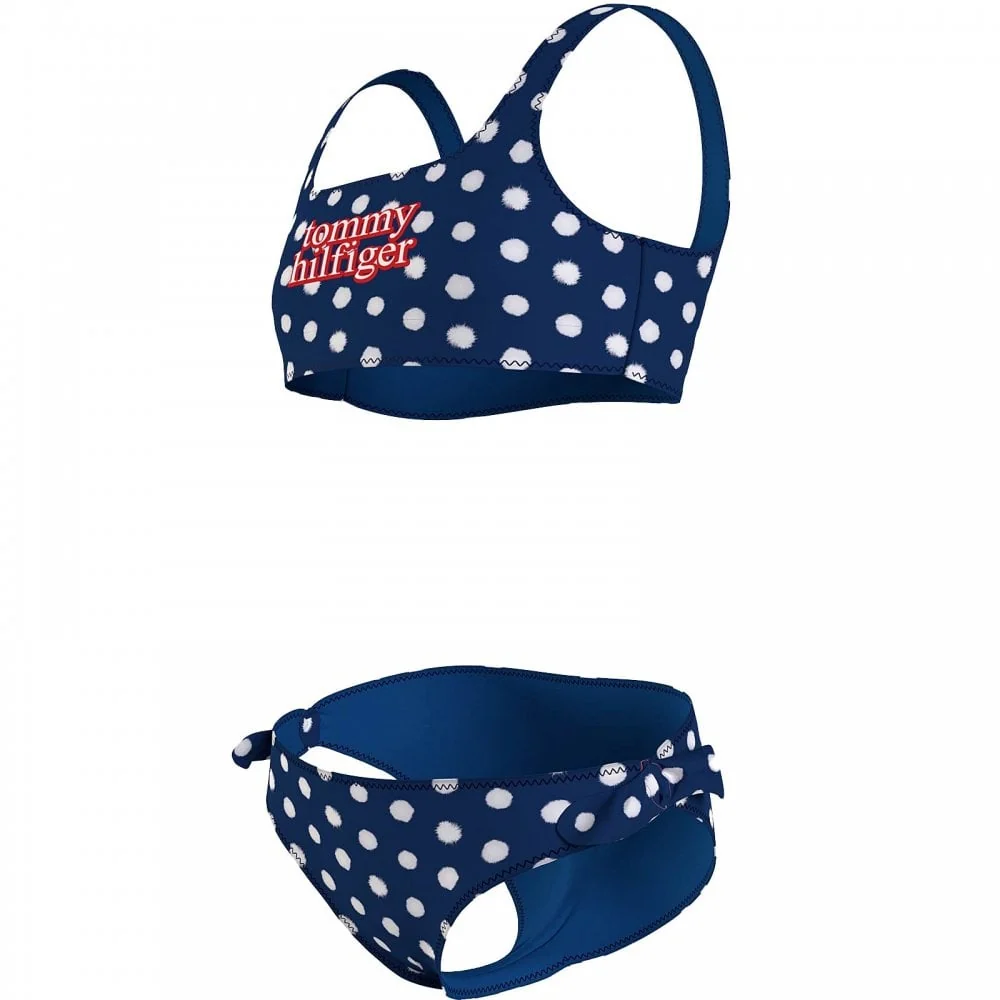 Girls Swim Bralette/Bikini Set, Hilfiger Polka Dot - Image 3