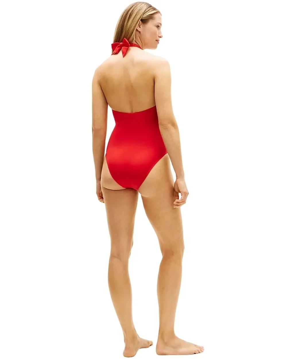 Global Stripe Halterneck Swimsuit, Fireworks Red - Image 3