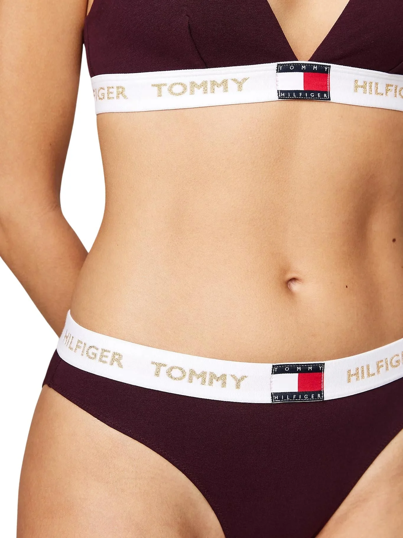 Golden Heritage Bikini Brief, Burgundy - Image 2