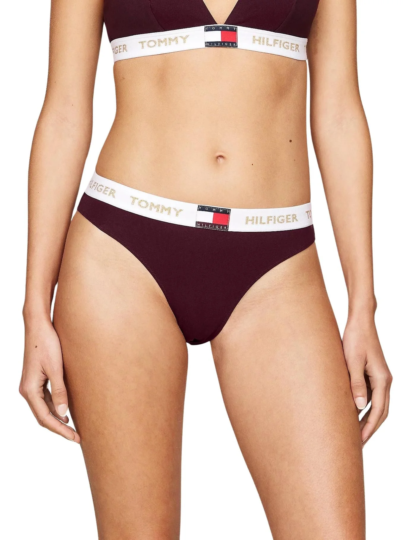 Golden Heritage Bikini Brief, Burgundy - Image 4