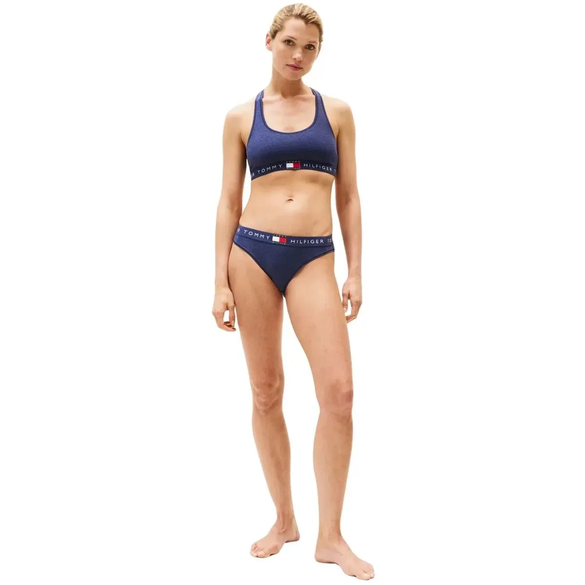 Heritage Logo Racerback Bralette, Navy Heather - Image 4