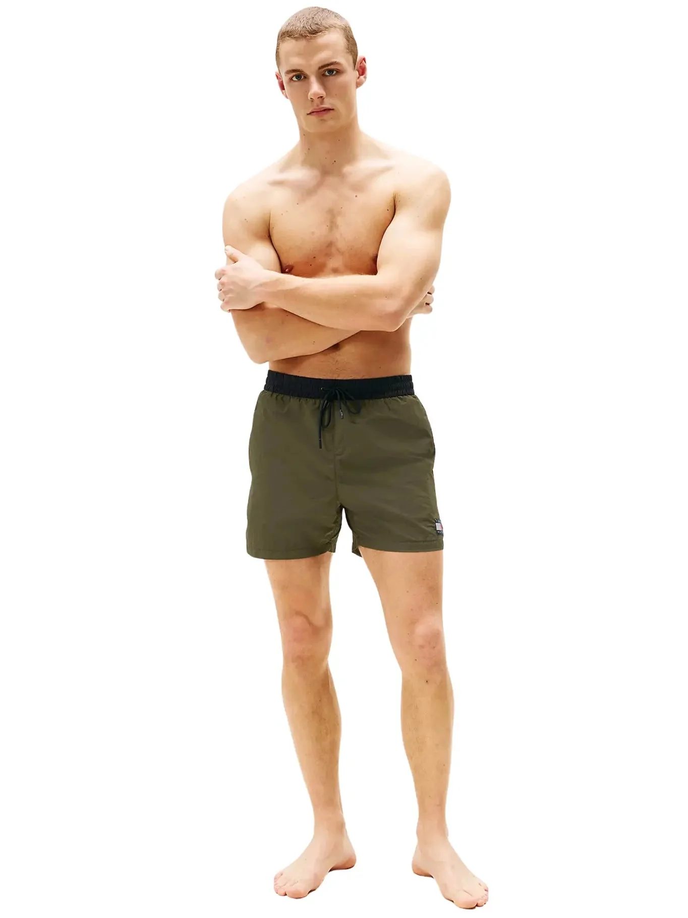 Heritage Mid Length Swim Shorts, Army Green - Image 5
