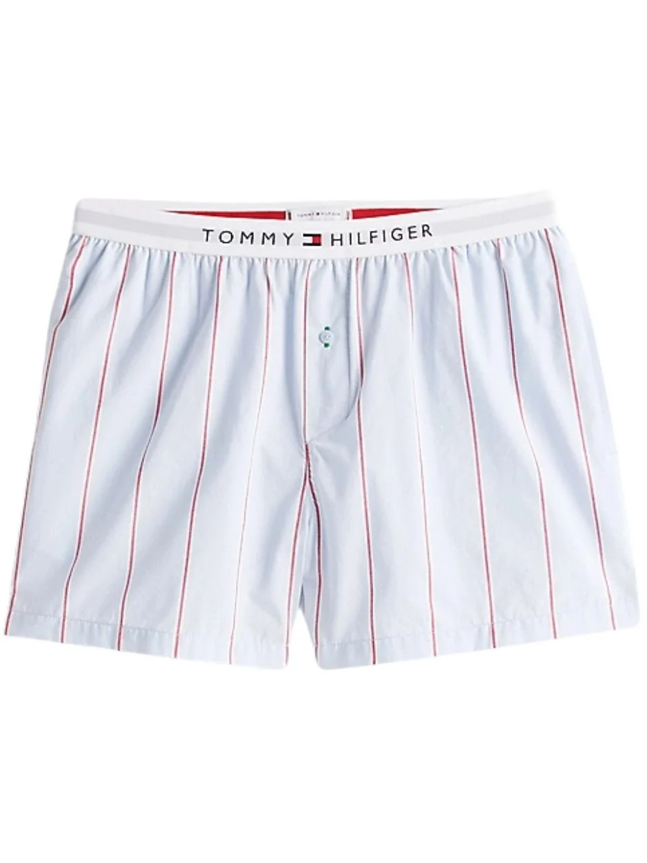 Heritage Stripe Woven Poplin Pyjama Shorts, Sweet Blue