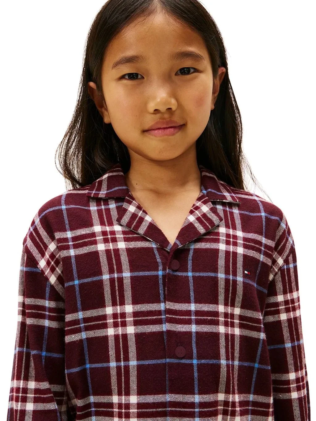 Kids Tartan Flannel Pyjama Gift Set, Burgundy - Image 5